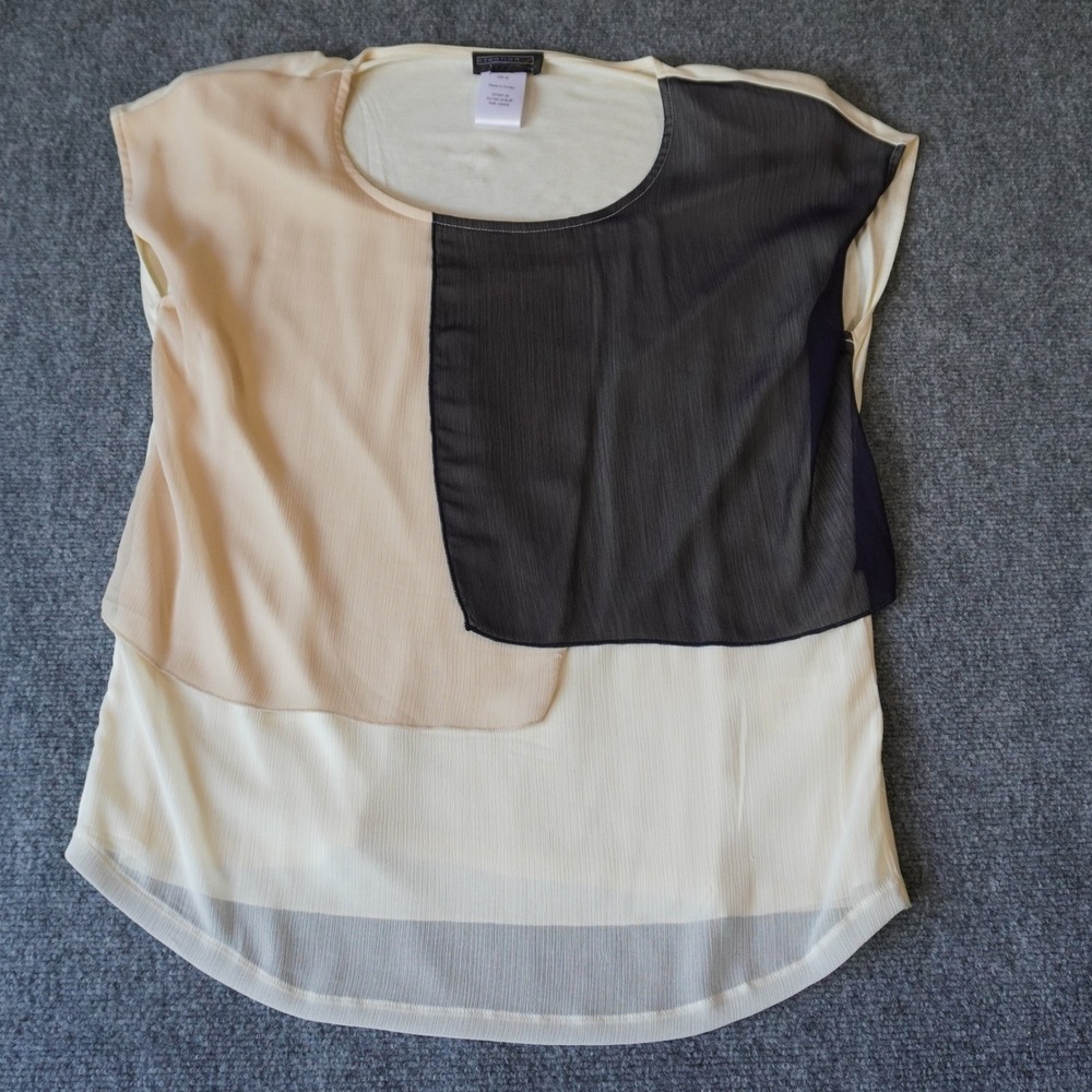 Creation L‎ Layered Blouse Size USA 42 Color Block Sheer Flowy Viscose Top